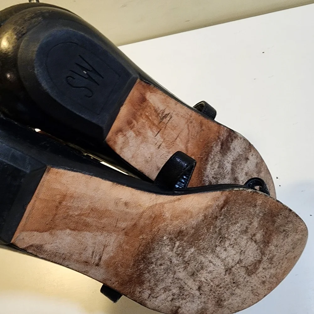 Stuart Weitzman Black Chain Strap Sandals Size 8